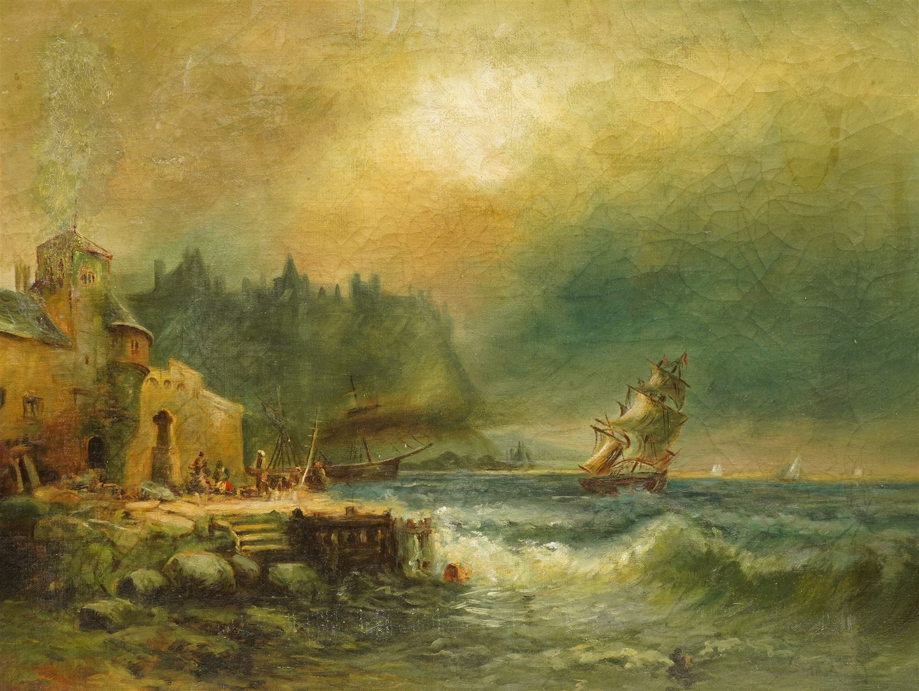 English School (Early 20th Century): Sailing into the Storm, oil on canvas unsigned 37cm x 50cm