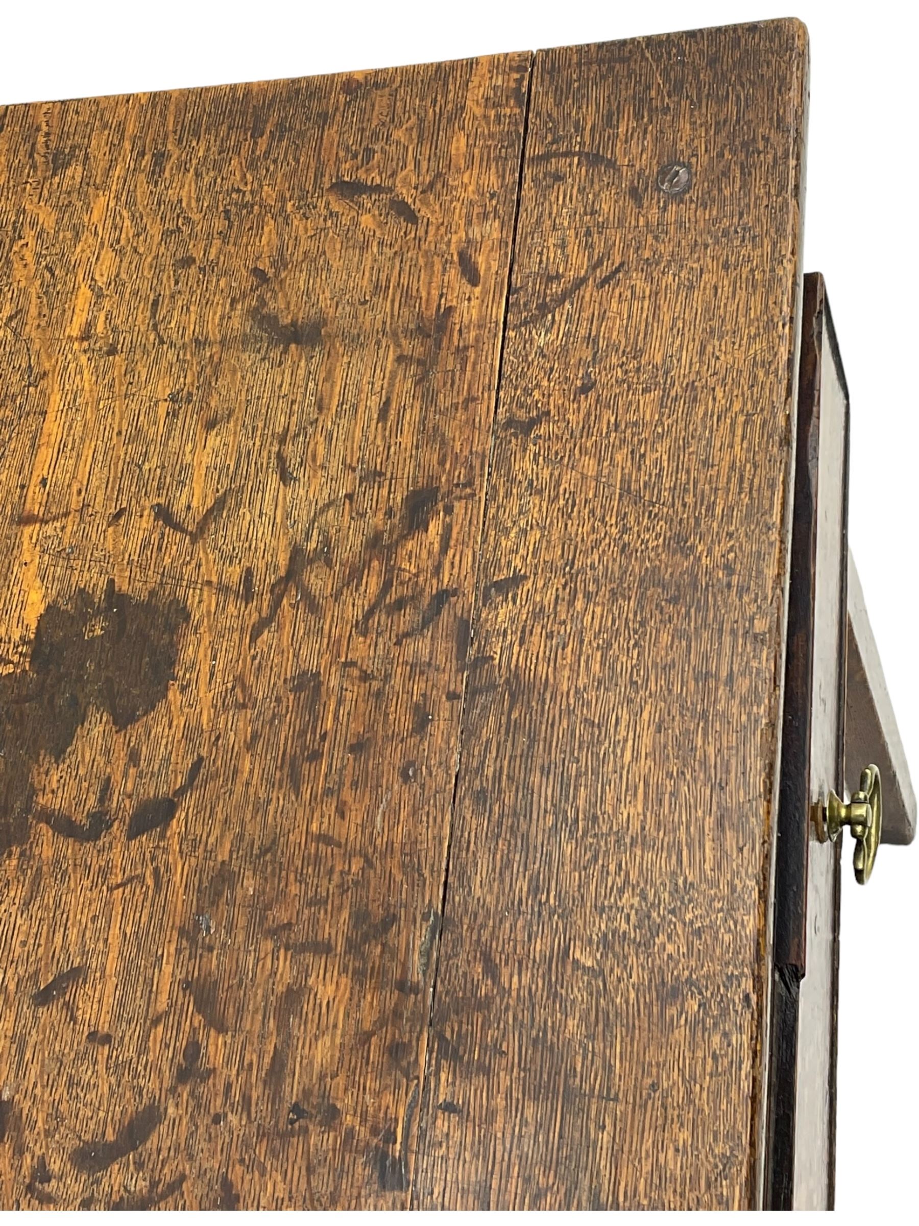 19th century oak side table, rectangular top over two drawers, on square tapering supports 