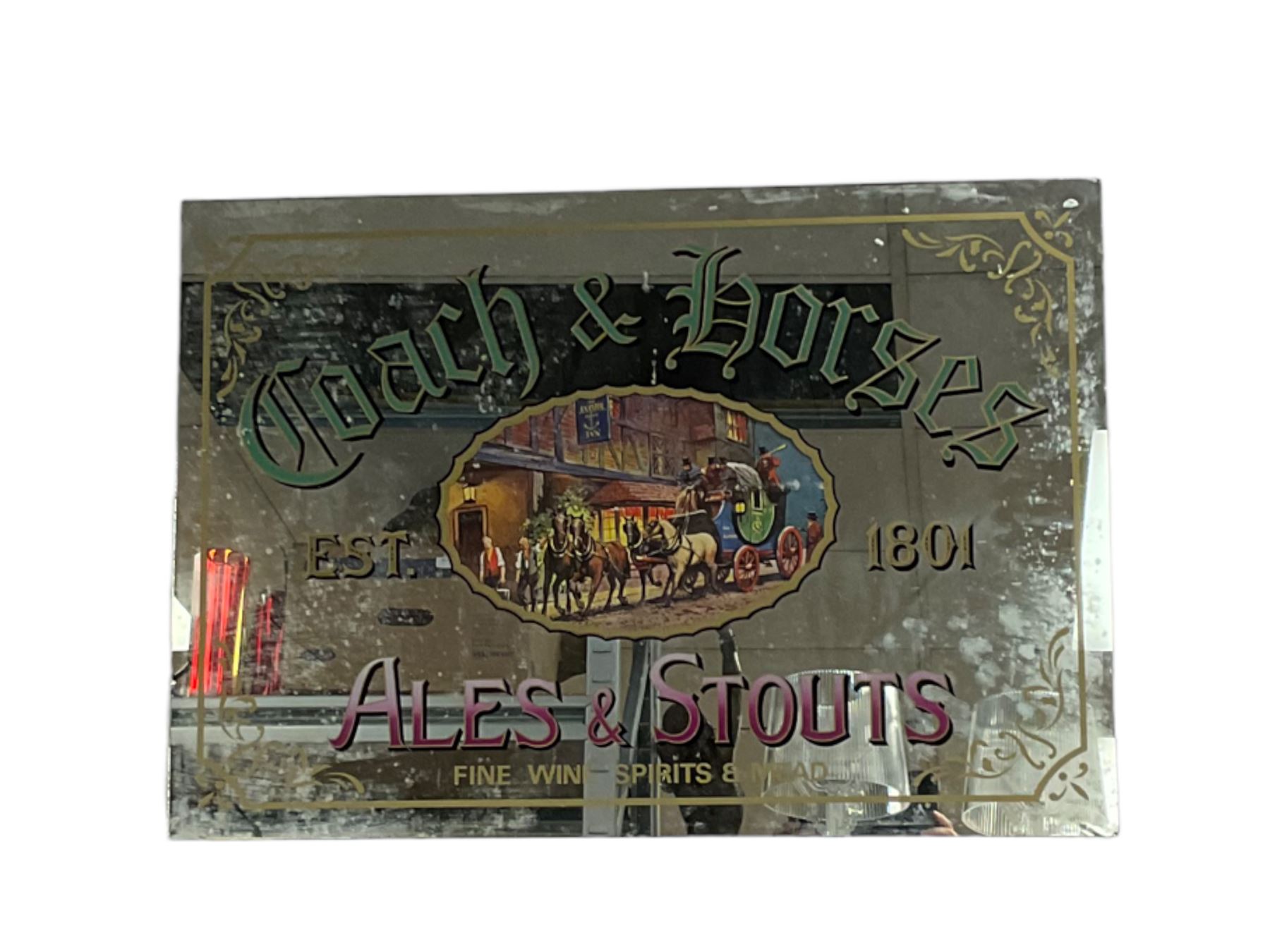 Pub mirror advertising mirror Coach & Horses Ales and Stouts, H57cm, L82cm