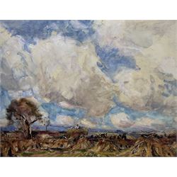 Rowland Henry Hill (Staithes Group 1873-1952): The Hayfield under Heavy Clouds, watercolou...