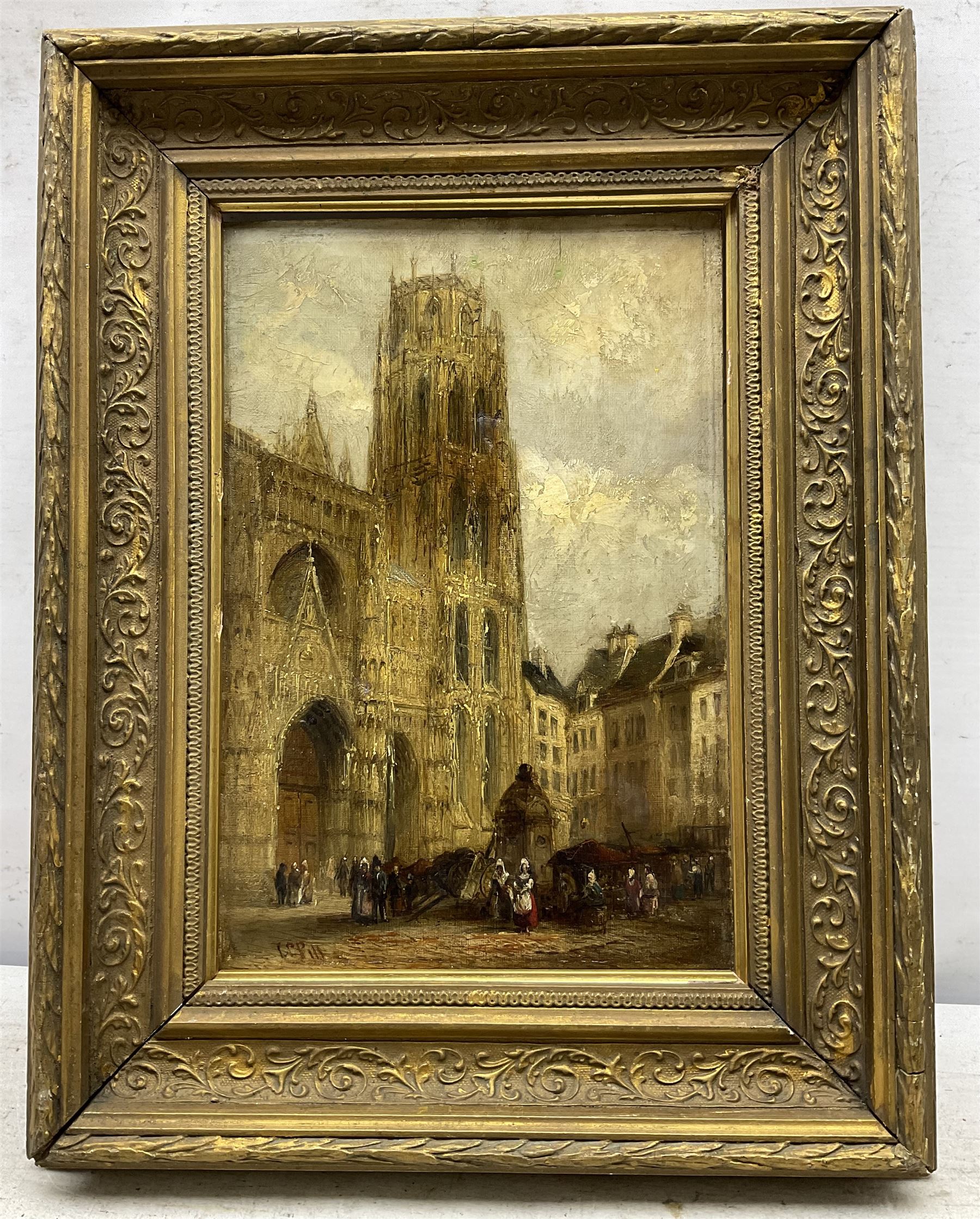 Charles Peter Pitt (British fl.1880-1895): 'Rouen Cathedral', oil on canvas signed, titled verso 30cm x 20cm 