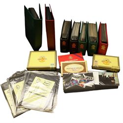 Mostly Great British stamps, including Queen Elizabeth II mint pre-decimal and decimal issues including commemorative fist class, various first covers some with special postcards many with printed addresses etc, housed in seven ring binder albums and loose, in one box