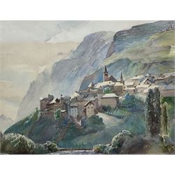 Eleanor Hughes (New Zealand 1882-1959): Alpine Village, watercolour signed 30cm x 38cm 
Notes: Hughes was a prominent member of the Newlyn School of Art. She and her husband Robert Morton Hughes were close friends with Laura and Harold Knight. 