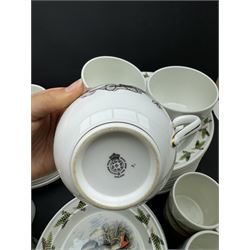 Portmeirion Complete Angler part tea and dinner service, including eleven dinner plates, five bowls, seven mugs etc together with two Royal Worcester cups and saucers