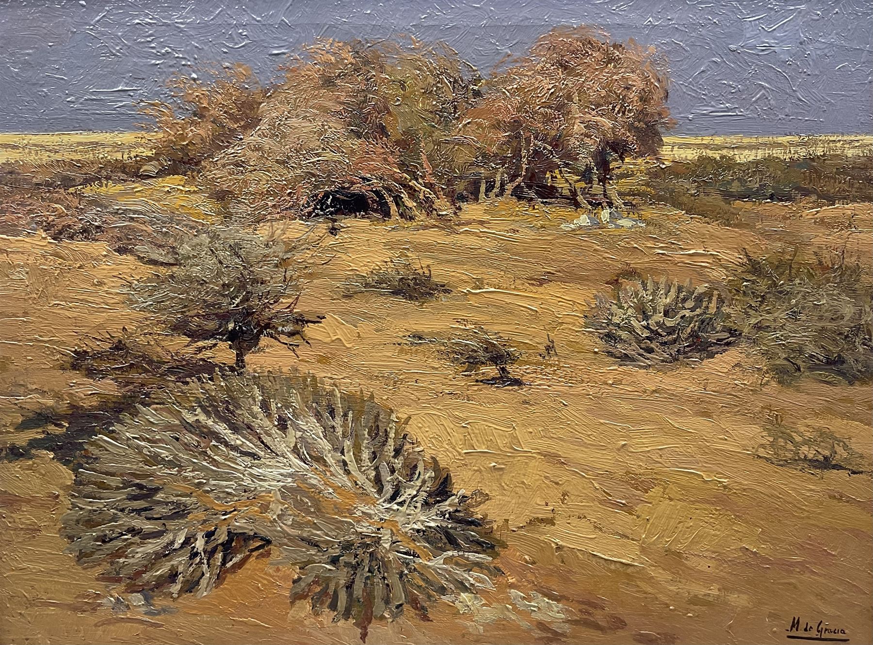 Manuel de Gracia (Spanish 1937-2017): Arid Landscape, oil on canvas signed 45cm x 60cm