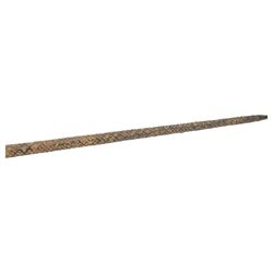 19th century snakeskin covered sword stick, the single edged blade with etched foliate decoration, blade L66cm, overall L91cm