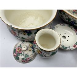 Crown Ducal chintz wash set including jug, wash bowl, chamber pot, etc