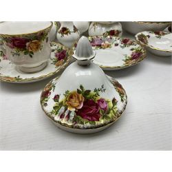 Royal Albert Old Country Roses pattern part tea service, to include teapot, water jug, six cups and saucers, covered sucrier, cake stand etc (39)