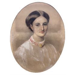 George Bonavia (Maltese/British 1818-1901): Bust Portrait of a Lady, probably a member of the Trollope family, oval pastel signed and dated 1866, 61cm x 48cm 
Provenance: private collection, purchased Neales Auctioneers Nottingham 27th March 2003 Lot 964; from Casewick Hall, Uffington, home of Sir John Trollope