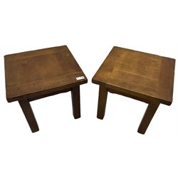 John Lewis - 'Bergerac' oak lamp tables, square plank top over straight square supports