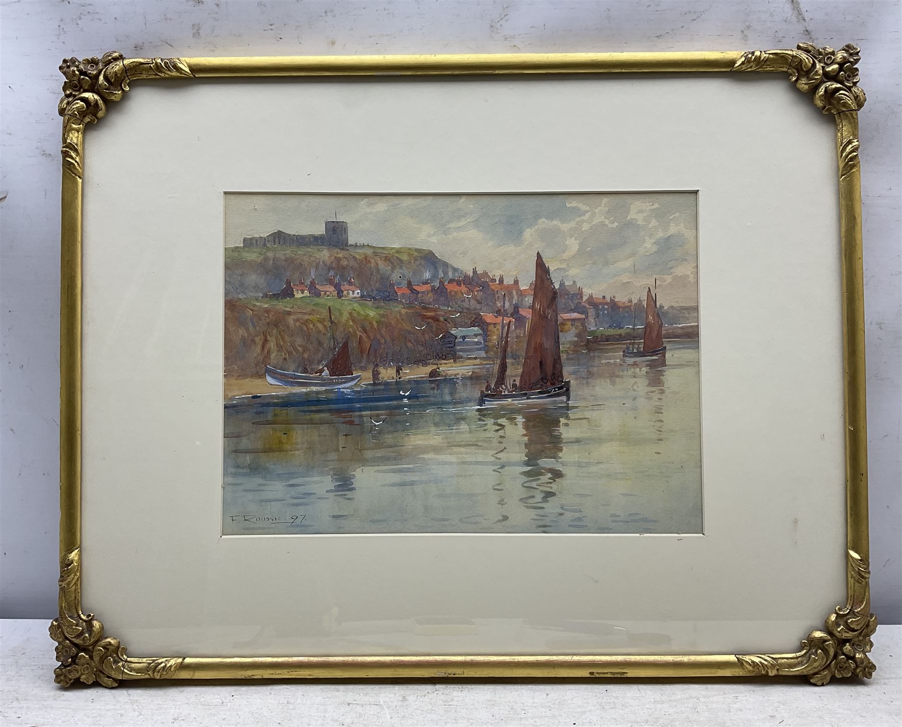 Frank Rousse (British fl.1897-1917): Whitby Harbour, watercolour signed and dated '97, 25cm x 35cm