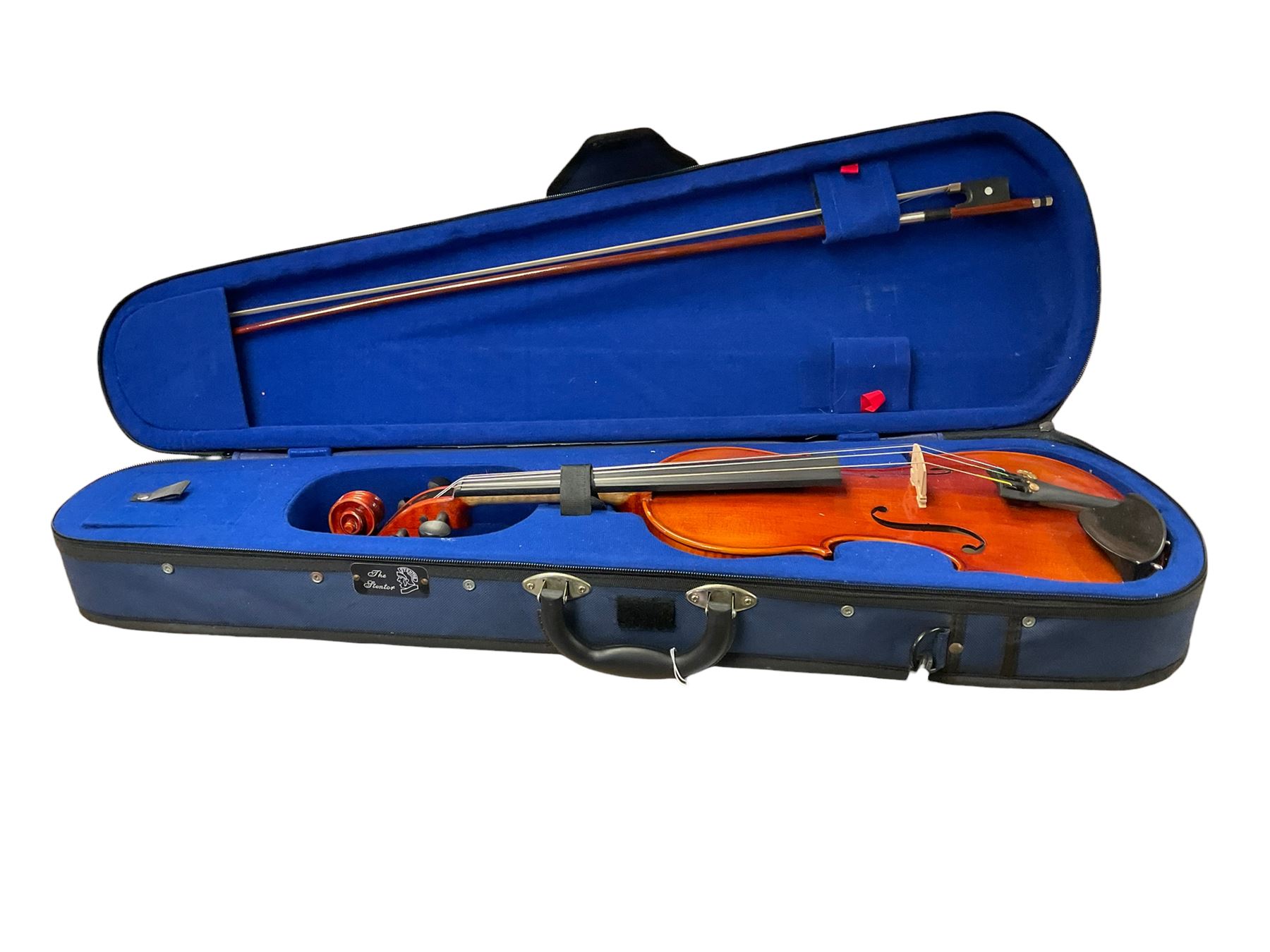 Modern violin with labeled Piacenza, with bow, cased, L58cm