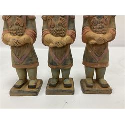 Set of three painted Chinese 'Terracotta Warrior' style figures, H20cm