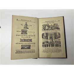 Early 20th century Hieroglyphic Bible or Select Passages from the Old and New Testament Represented by Emblematical Figures For The Amusement and Instruction of Youth, pub. Houlston and Sons, London, together with a wooden crucifix with metal banding and details, including skull and crossbones motif, and one other crucifix