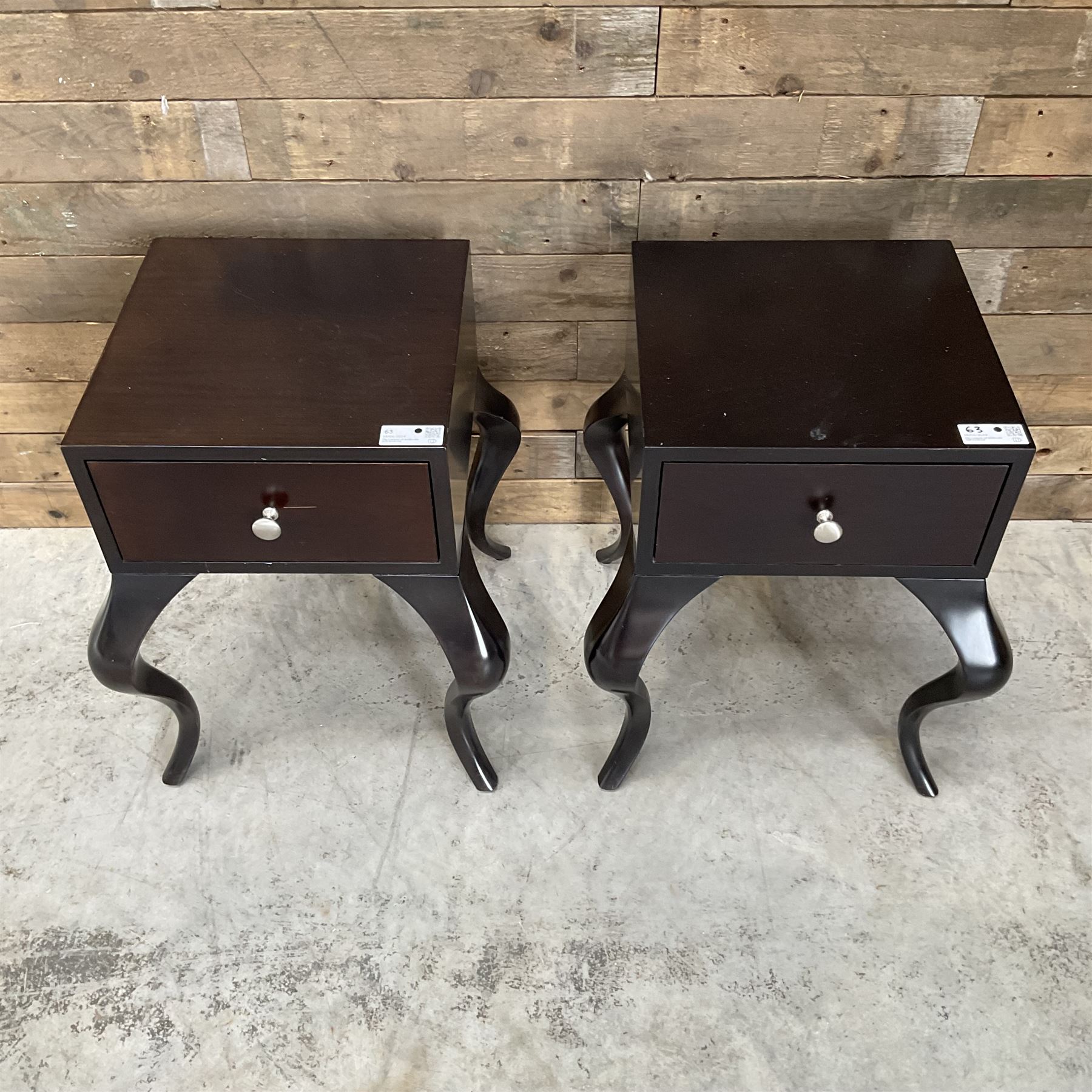 Pair of rosewood finish bedside chests