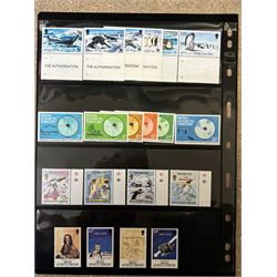 Queen Elizabeth II British Antarctic Territory mint stamps, including 1963-1969 SG 1 to 15a from half penny to both one pound values, 1993 SG 218-229 etc and a small number of Australian Antarctic Territory stamps, housed on stock pages