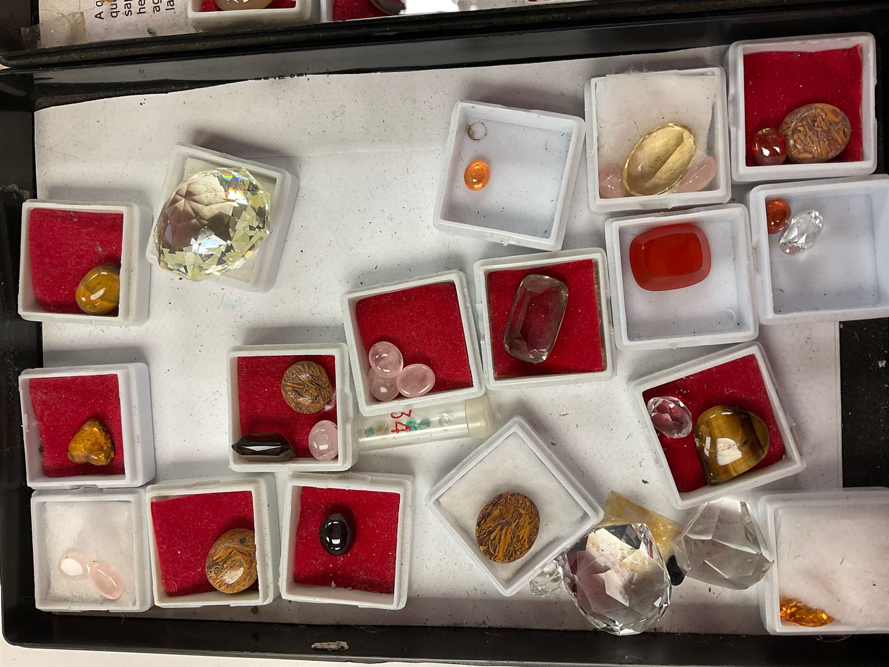 Collection of precious stones including tigers eye, rose quartz, moonstone etc  