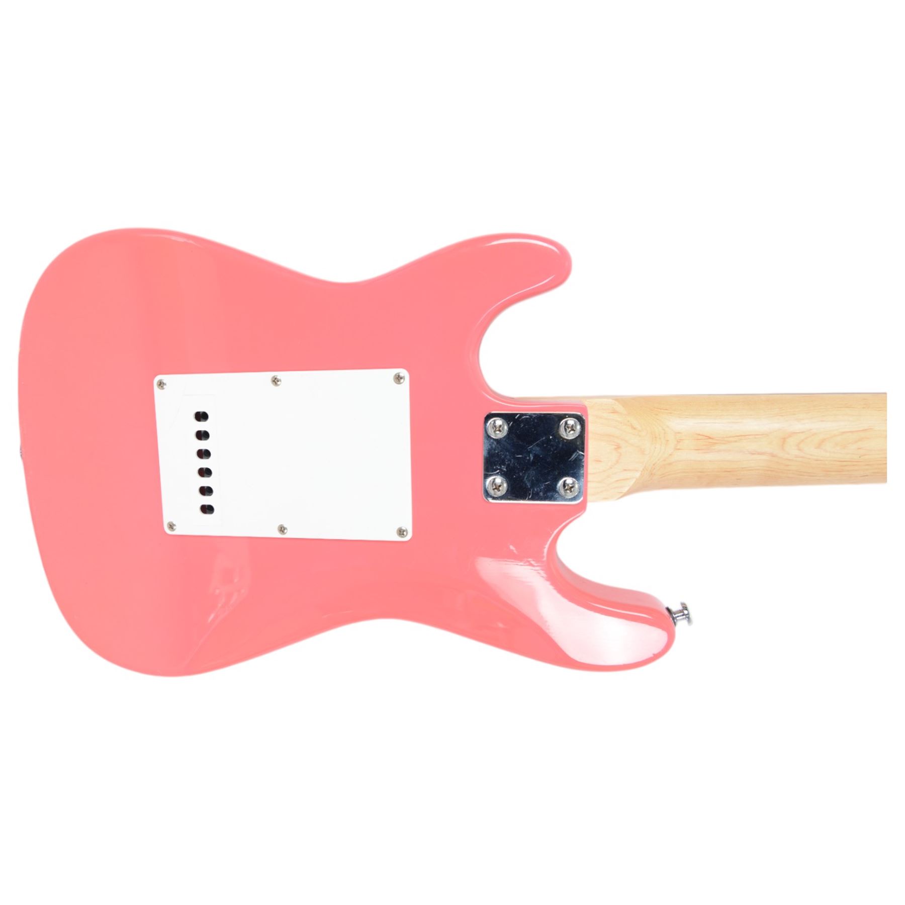 Dean Playmate 3/4 size left-handed electric guitar, in black finish, together with an Encore child's electric guitar, in pink finish, black H97cm, pink H81cm