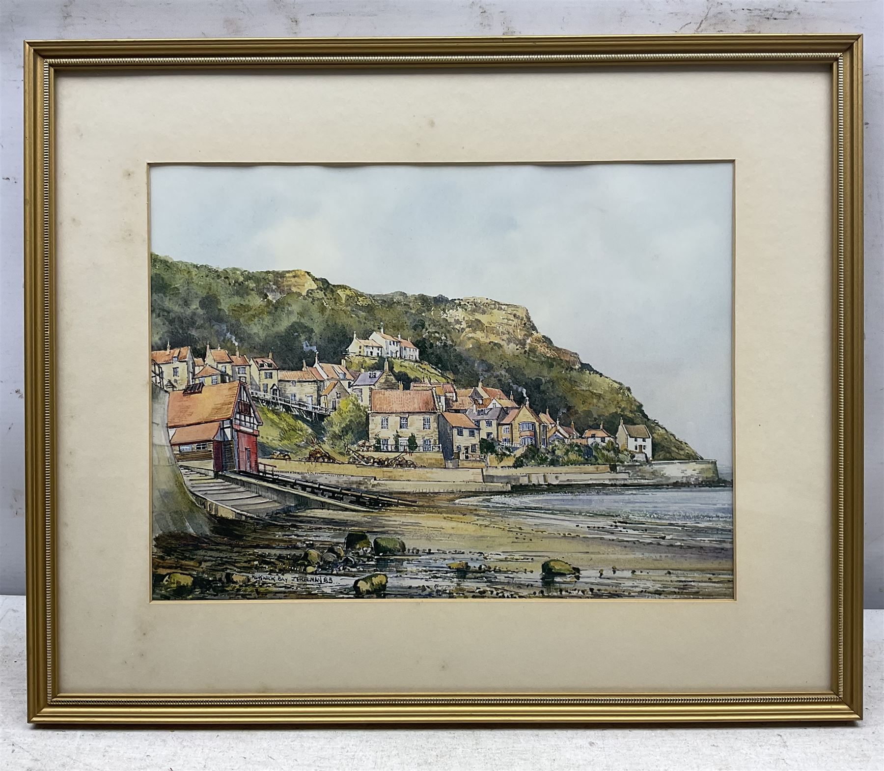 John Freeman (British 1942-): 'Across Whitby' 'Sandsend' and 'Runswick Bay' three prints 22cm x 30cm (3)