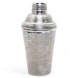 Silver plated cocktail shaker retailed by Finnigans with engraved decoration