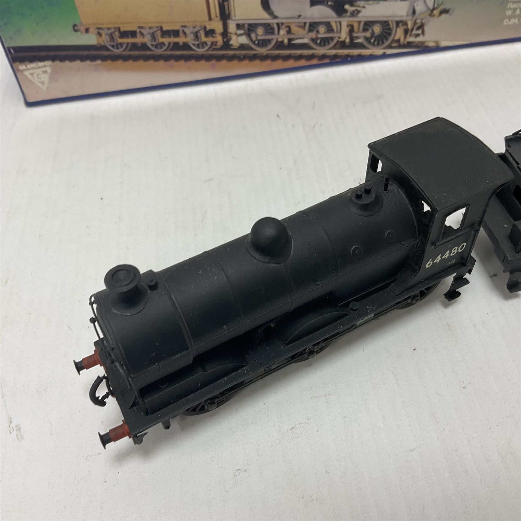 ‘00’ gauge - kit built NBR (Class B-Reid) LNER/BR J35/1/2/4/5 0-6-0 steam locomotive and tender no.64480, finished in BR black with DJH Models box; with further kit built Class J50 0-6-0T locomotive no.68936, finished in BR black (2)