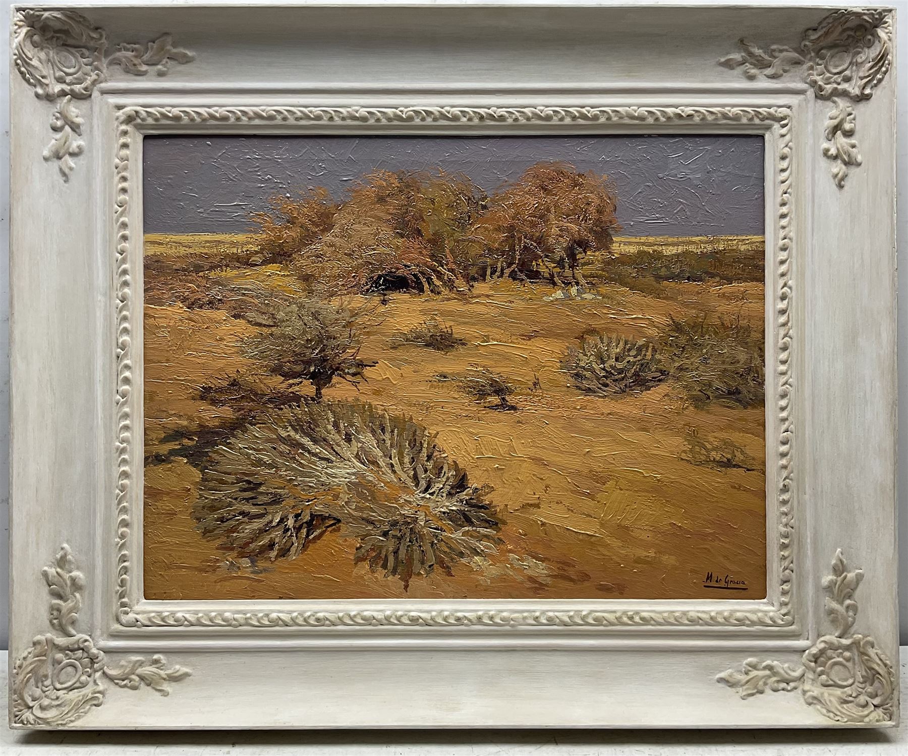 Manuel de Gracia (Spanish 1937-2017): Arid Landscape, oil on canvas signed 45cm x 60cm