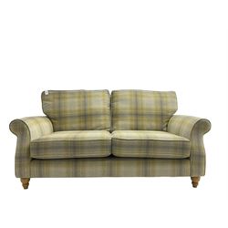 NEXT Home - traditional shaped two seat sofa upholstered in lime and grey tartan fabric