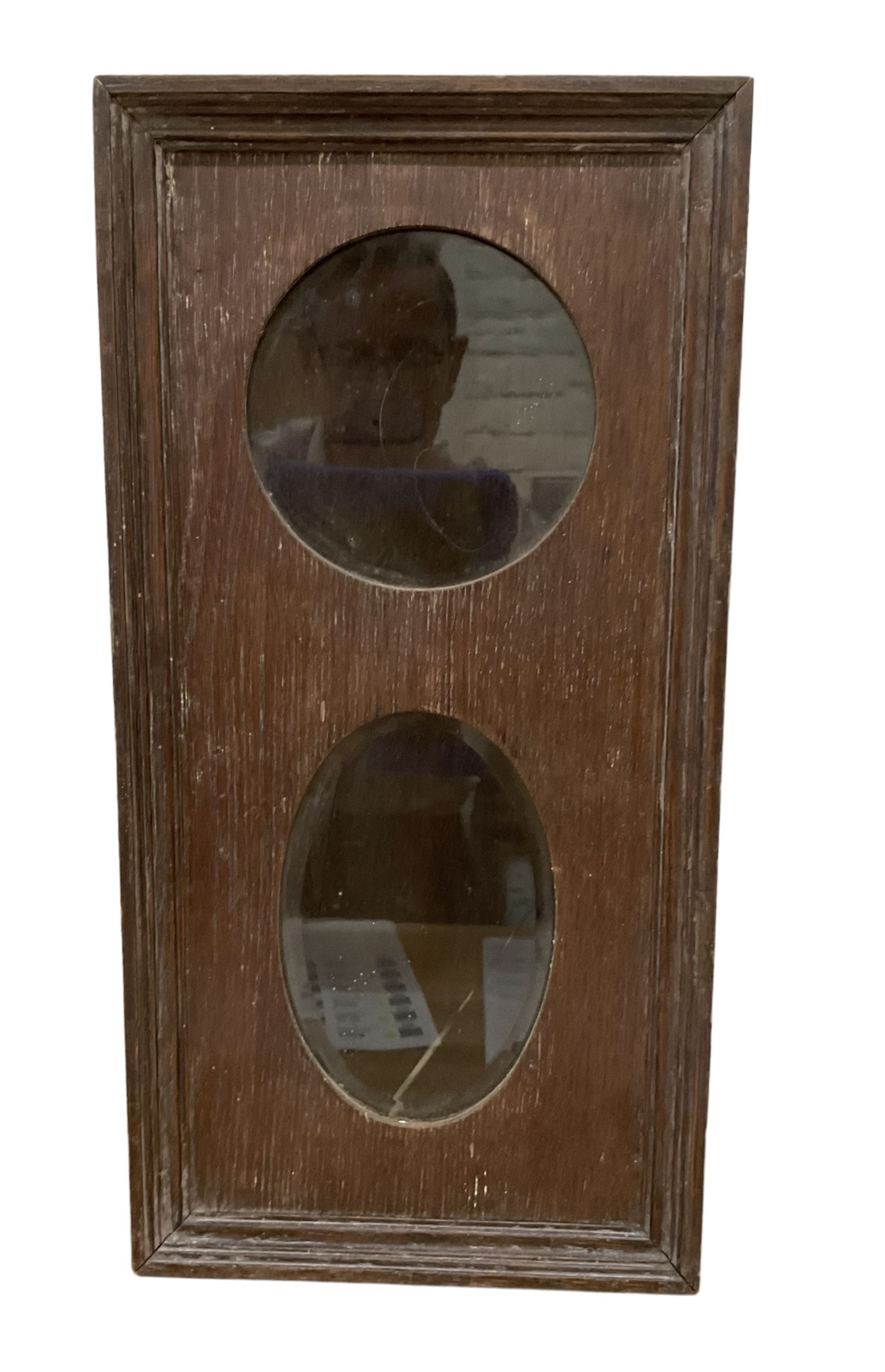 Two oak wall clock cases and two wall clocks