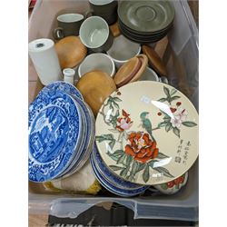 Blue and white ceramics, including Spode Italian pattern, Portmeirion etc, in four boxes 