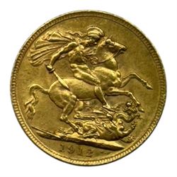 King George V 1912 gold full sovereign coin