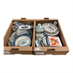 Collection of ceramics, including Royale Stratford Foxtrot plate, milk jugs, serving platt...