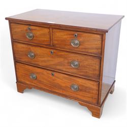 George III mahogany chest, rectangular top over two short and two long cock-beaded drawers...