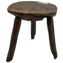 Rustic oak three-legged stool