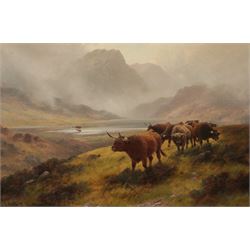 Henry Robinson Hall (British 1859-1927): 'Highland Rovers - Loch Lubnaig', oil on canvas signed, inscribed verso 59cm x 90cm