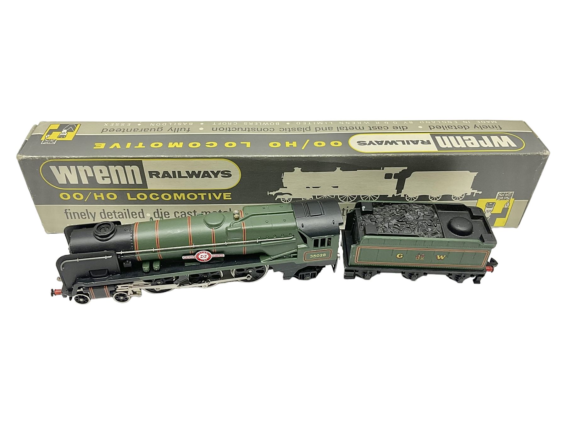 Wrenn '00' gauge - Rebuilt Bulleid Pacific Merchant Navy Class 4-6-2 locomotive 'Clan Line' No.35028 in GW Green; boxed with instructions