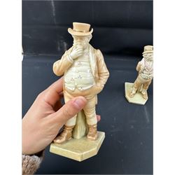 Two Royal Worcester blush ivory figurines, comprising Irish Man and John Bull, both with printed mark beneath, H18cm