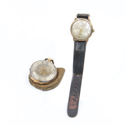 Roamer 9ct gold presentation manual wind wristwatch, Birmingham 1960 and an early 20th century 18ct gold pocket watch, stamped 18K