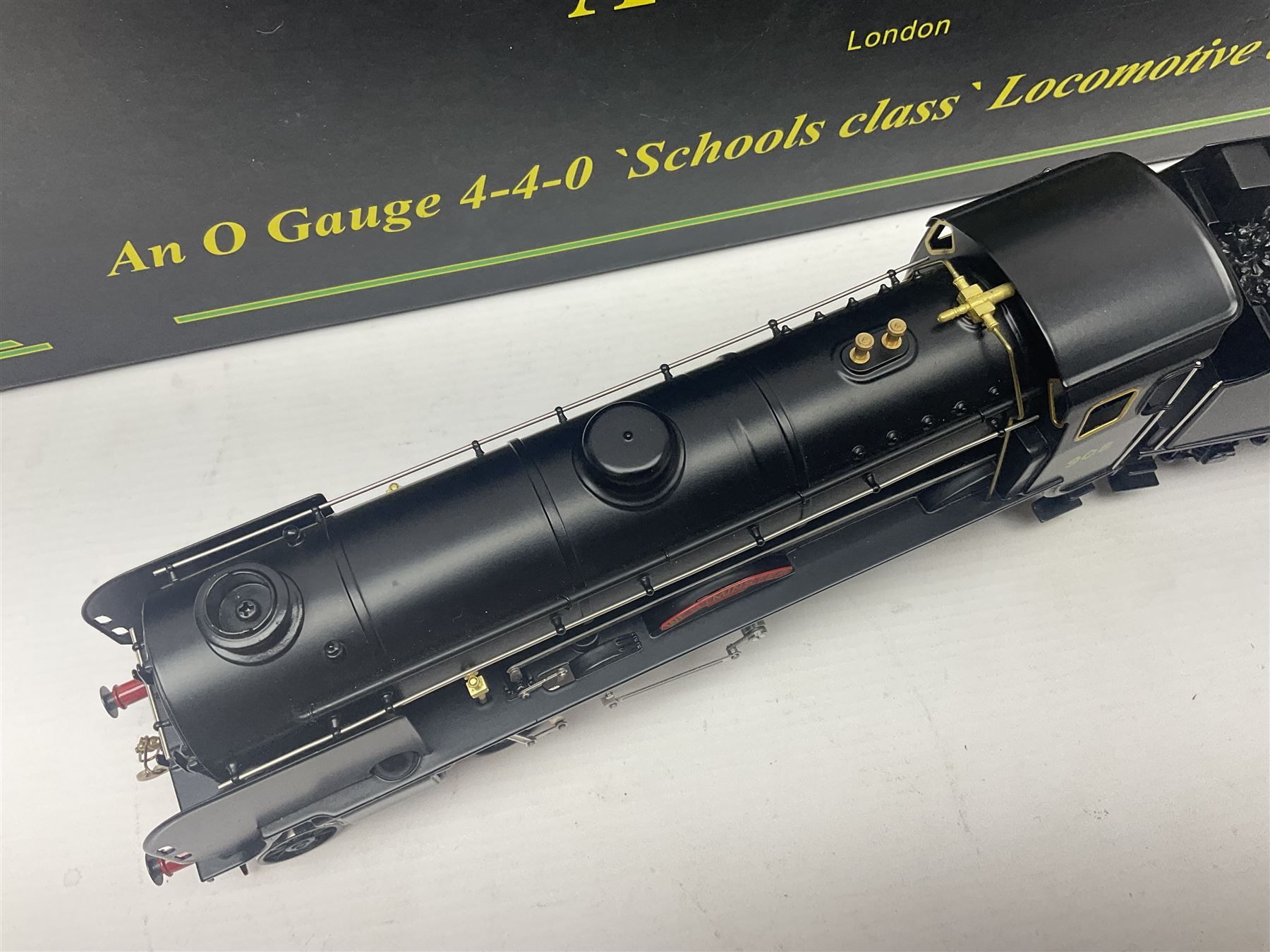 Ace Trains '0' gauge - E/10 Schools Class 4-4-0 locomotive 'Westminster' No.908 and tender in SR Wartime black; boxed with instructions, original packaging and invoice dated 26/09/2012 in outer delivery box