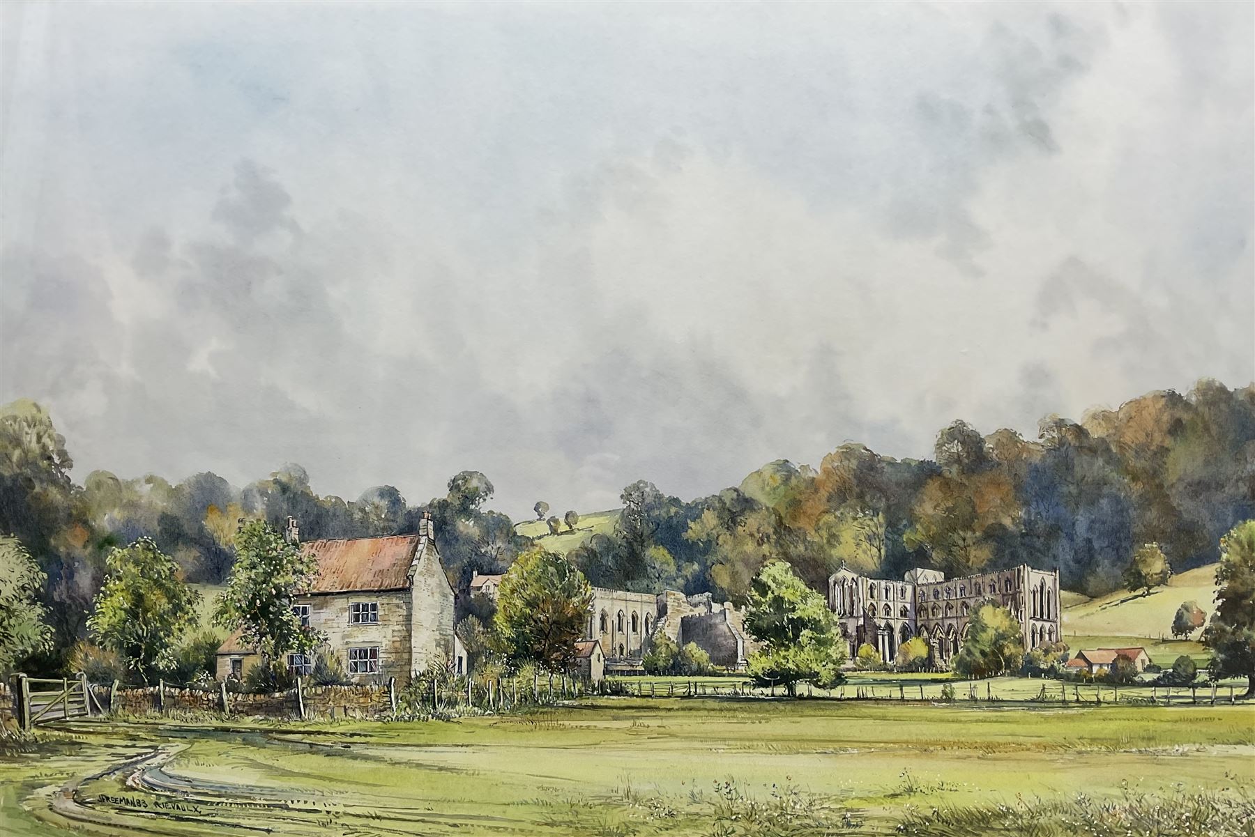 John Freeman (British 1942-): 'Rievaulx', watercolour signed titled and dated '83, 45cm x 68cm