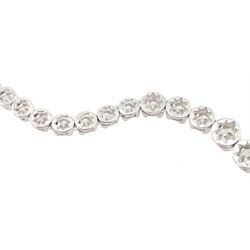 18ct white gold diamond riviere necklace, one hundred and twenty brilliant cut diamonds of 5.01 carat, stamped K18, with insurance document dated 2023