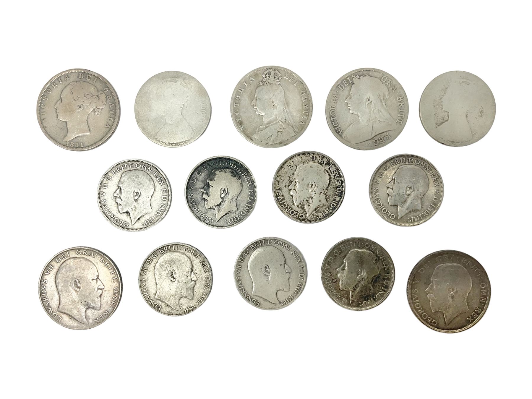 Approximately 165 grams of Great British pre 1920 silver coins, including Queen Victoria 1881, 1889 and 1897 halfcrowns, King Edward VII 1902 halfcrown, King George V 1918 halfcrown etc