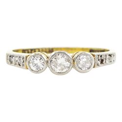 Early 20th century milgrain set old cut diamond ring, with diamond set shoulders by S Blanckensee & Sons Ltd, stamped 18ct Plat, total diamond weight approx 0.25 carat