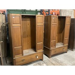 Maple & Co. - pair of late Victorian walnut wardrobes, panelled front, each fitted with single drawer and ivorine plaque inscribed 'Maple & Co.'  - THIS LOT IS TO BE COLLECTED BY APPOINTMENT FROM THE OLD BUFFER DEPOT, MELBOURNE PLACE, SOWERBY, THIRSK, YO7 1QY