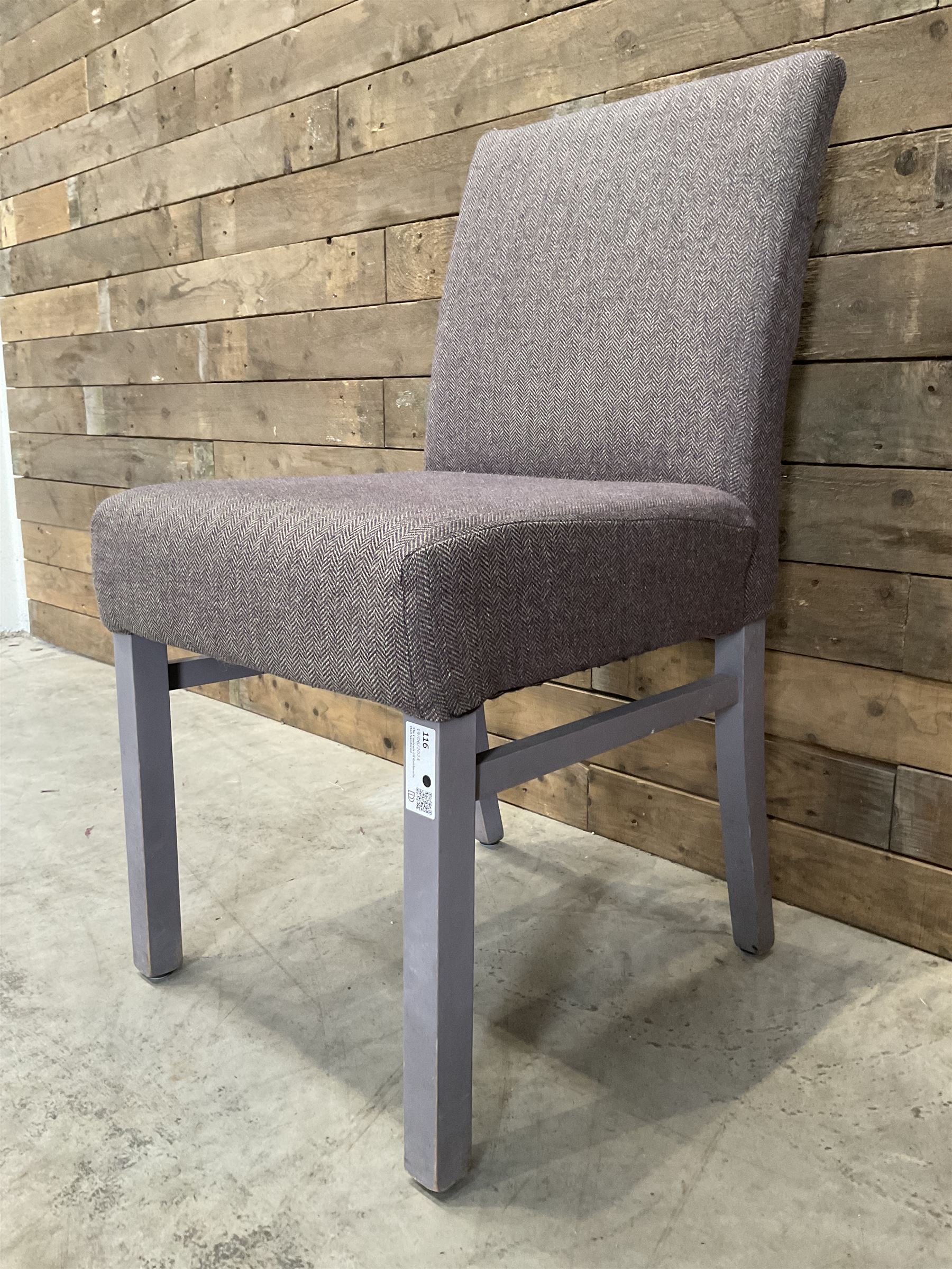 17 x dining chair upholstered in tweed fabric, painted legs