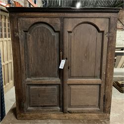 18th century oak cupboard, enclosed by two fielded panelled doors, the interior fitted with two shelves  - THIS LOT IS TO BE COLLECTED BY APPOINTMENT FROM THE OLD BUFFER DEPOT, MELBOURNE PLACE, SOWERBY, THIRSK, YO7 1QY