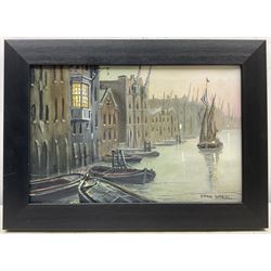 Steven Scholes (Northern British 1952-): 'Rotherhithe - East End of London 1962', oil on canvas signed, titled verso 19cm x 29cm