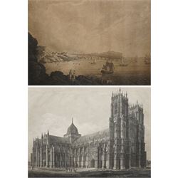 After John Hornsey (British 18th/19th century): 'A South View of Scarborough', sepia  aqua...