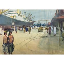 Gerald Spencer Pryse (British 1882-1956): 'Bathurst Loading at Burutu' - Nigeria, watercol...