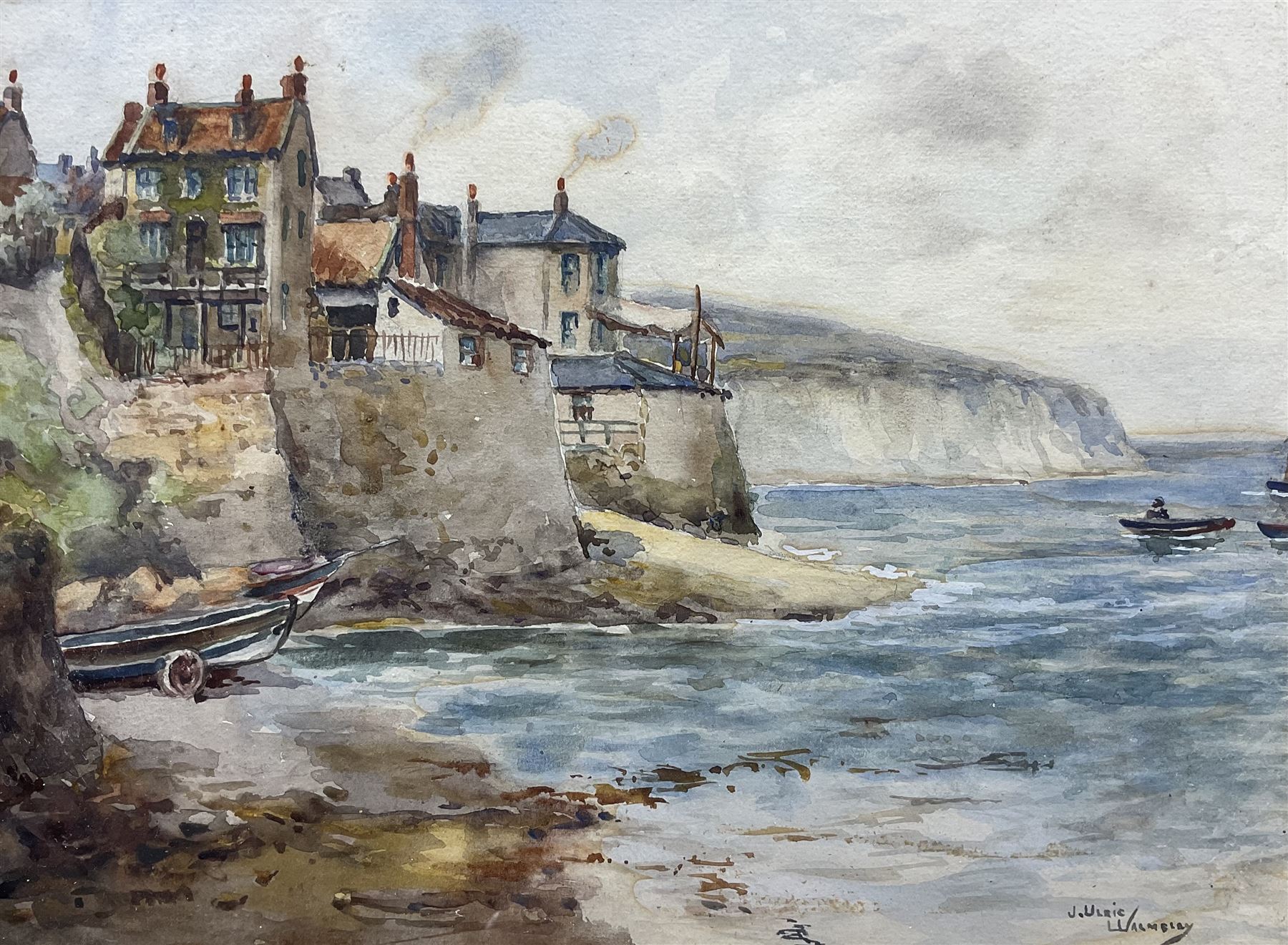 James Ulric Walmsley (British 1860-1954): Robin Hood's Bay, watercolour signed 25cm x 35cm