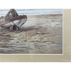 Kate E Booth (British fl.1850-1898): 'On the Shore - Low Tide', watercolour signed and titled 33cm x 48cm